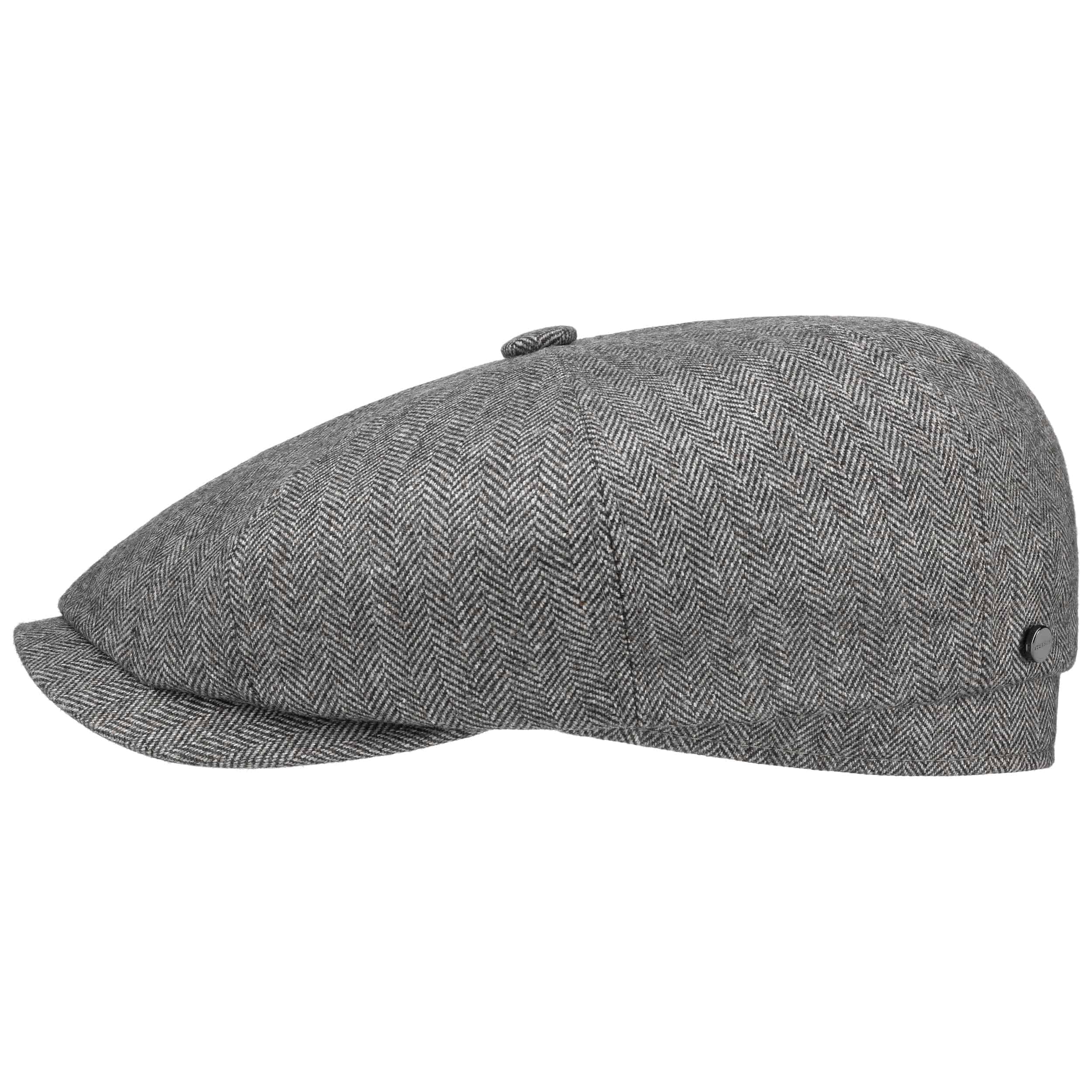 Stetson Men's Grey Hatteras Cashmere Silk Flat Cap Wo's/'S - Flat Cap Made In Germany - Cashmere Cap With New Wool - Summer/Winter Flat Cap