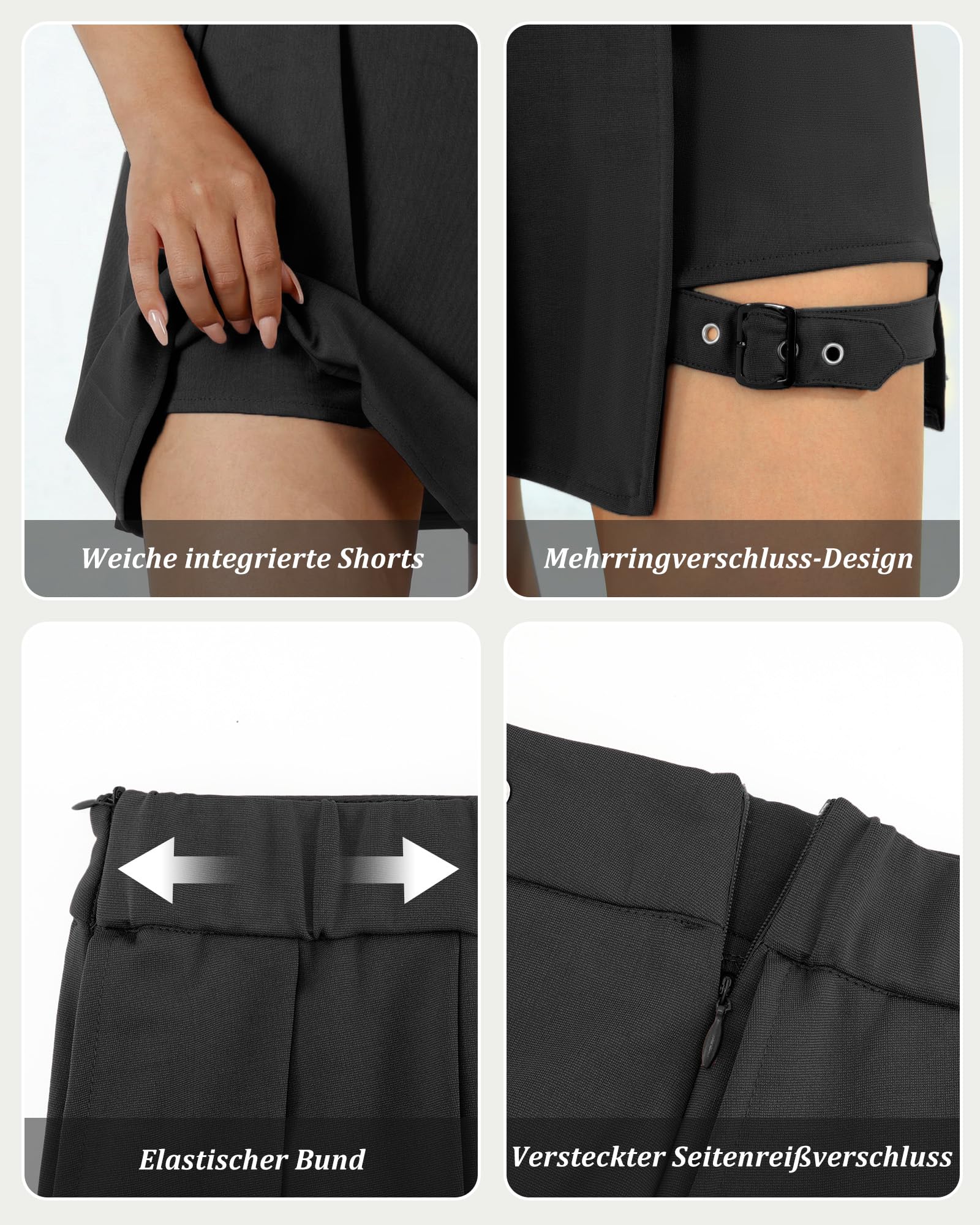 TRIWORKS Damen Hosenrock, A-Linie Minirock, Asymmetrisch, mit Schnalle und Reißverschluss, elastischer Bund, für Alltag & Sommer