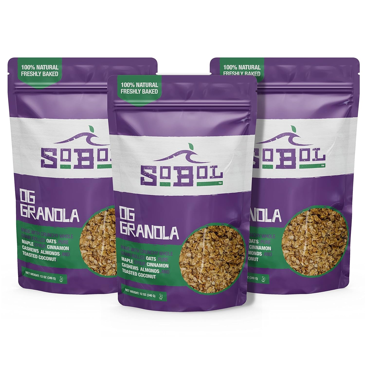 SoBoL Low Calorie Granola For Yogurt 12oz Healthy, Crunchy