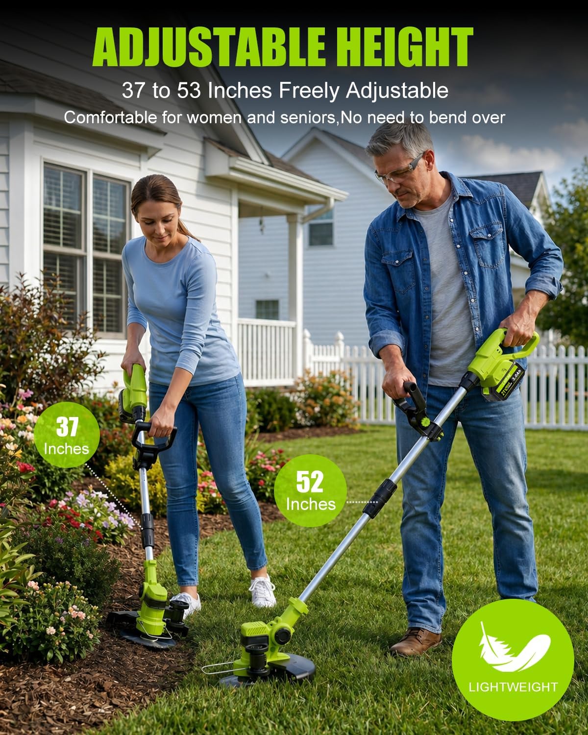 21V Cordless Weed Wacker, 3 in 1 Grass Trimmer/Edger/Brush Cutter