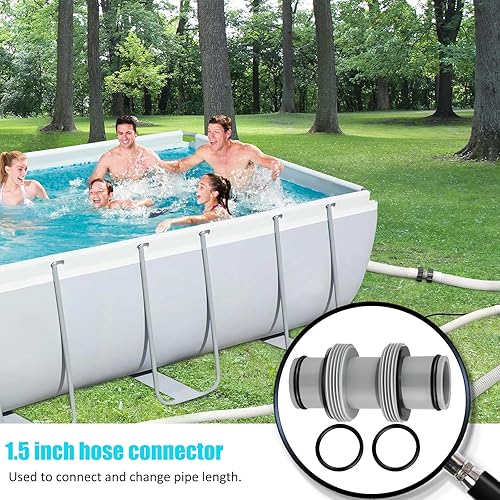 Vista 3 de Magoog Conector de manguera de bomba de filtro, conector de manguera de piscina de 1.5 a 1.5 pies, conector de manguera de piscina para adaptador