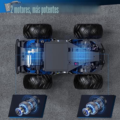 Miniatura 7 de Auto de control remoto, camión de control remoto todo terreno para niños, camión recargable a control remoto con LED, 120, 6.2 mih, 2 motores, 2.4