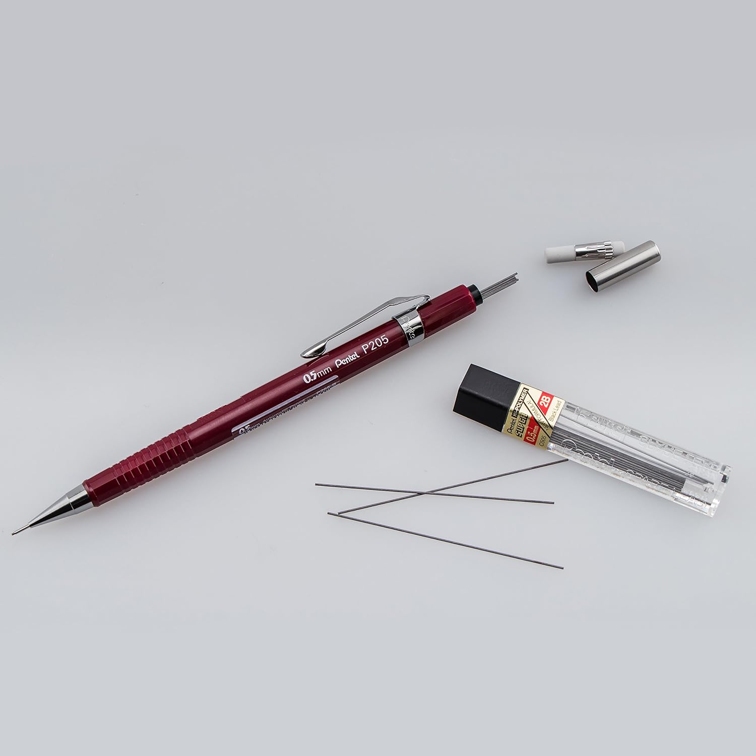 Pentel Sharp Automatic Pencil, (0.5mm), Burgundy Barrel, Box of 12 (P205B)