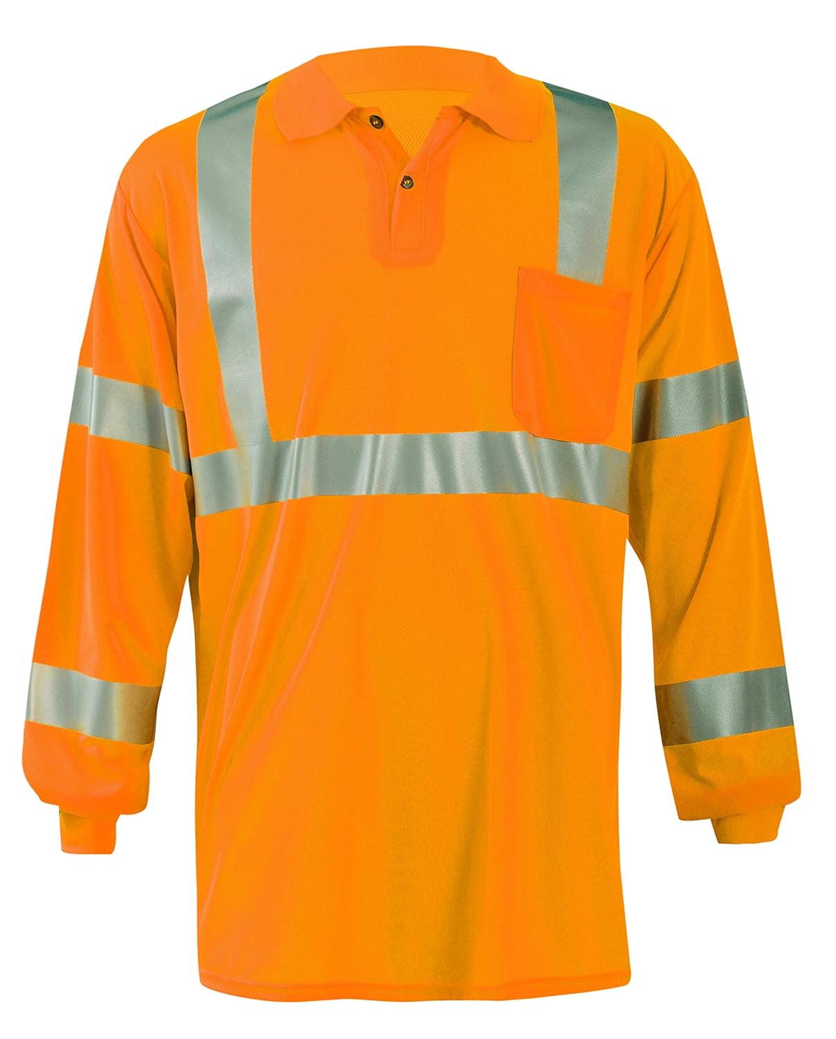 OccuNomix LUX-LSPP2B-Y2X Long Sleeve Wicking Birdseye Polo T-Shirt with Pocket, Class 2, 100% ANSI Wicking Polyester Birdseye, 2X-Large, Yellow (High Visibility)