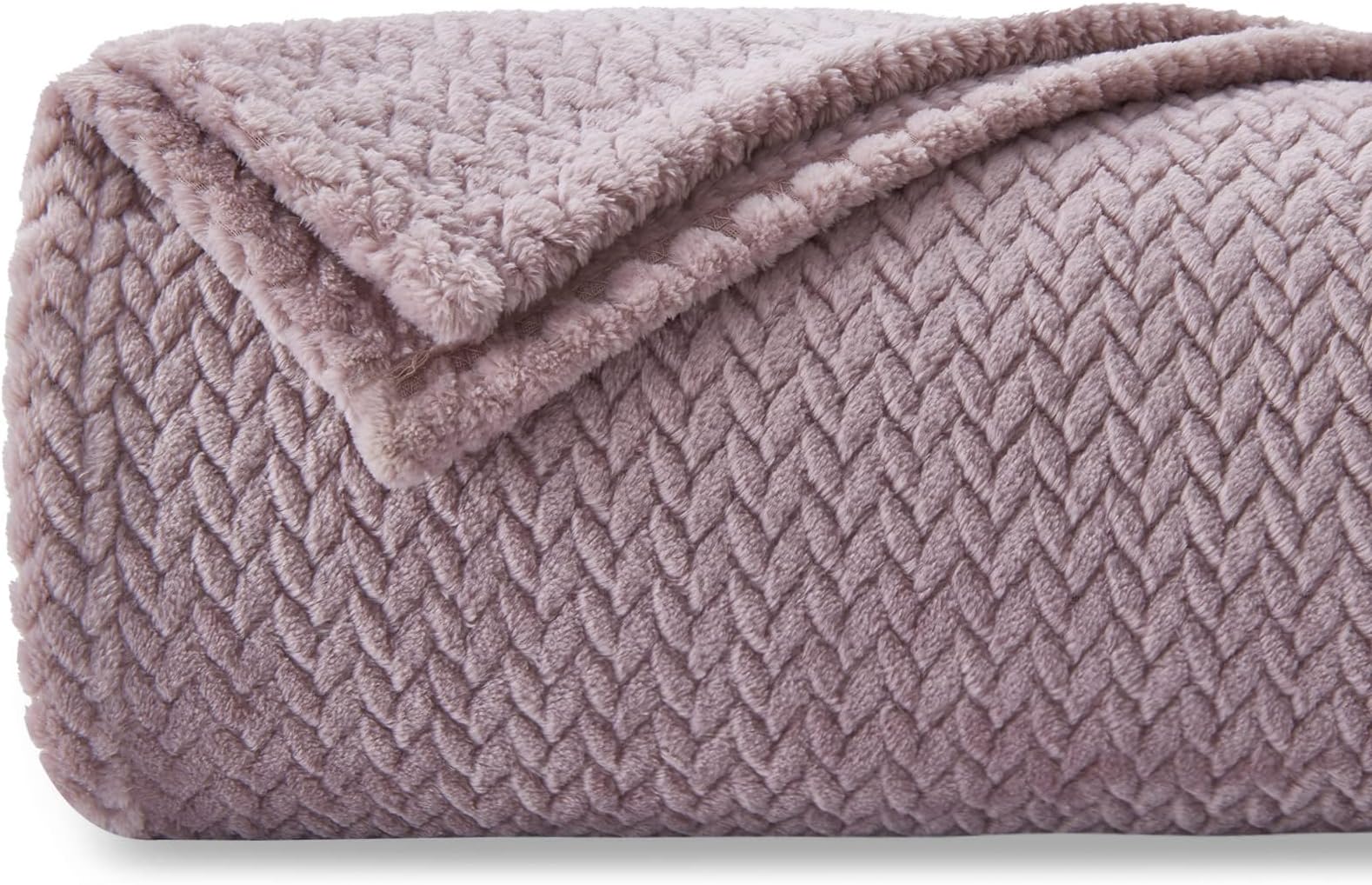 NEWCOSPLAY Super Soft Throw Blanket Light Purple Premium Silky Flannel Fleece Leaves Pattern Lightweight Bed Blanket All Season Use (Light Purple, Throw(50"x60"))
