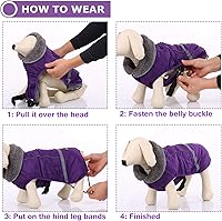 Vista 27 de QBLEEV Abrigo cálido para perro, chaqueta de invierno reflectante, impermeable, resistente al viento, ropa de cuello alto para perro para clima
