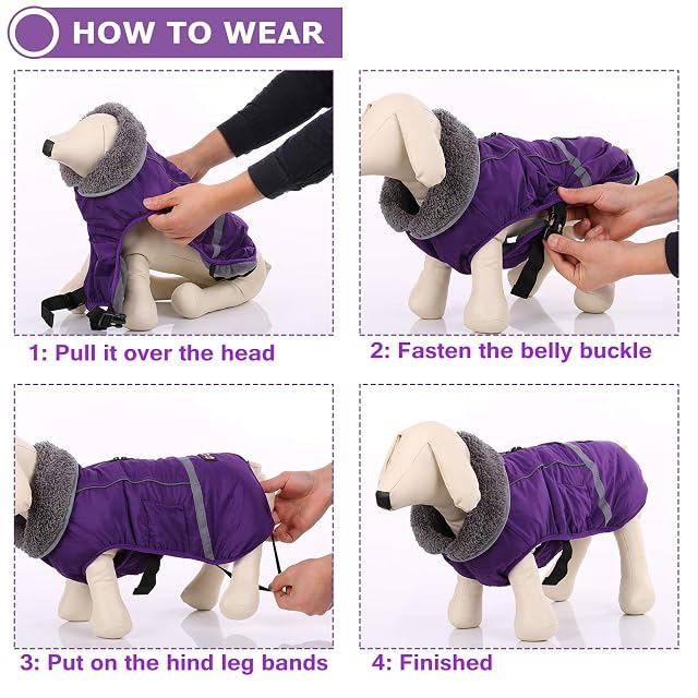 Foto 5 de 7 de QBLEEV Abrigo cálido para perro, chaqueta reflectante para perro, abrigo de invierno impermeable para perro