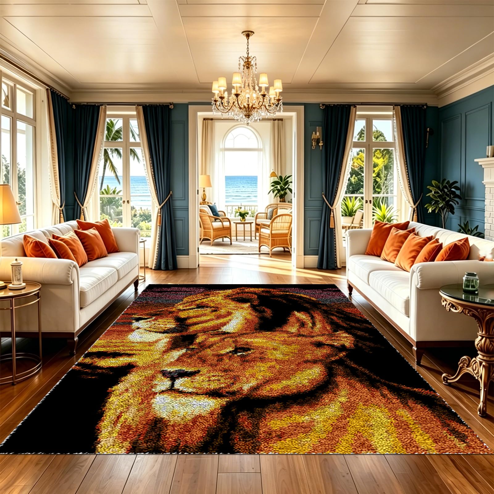 90x120 cm Großer Knüpfteppich Zum Selber Knüpfen Tapisserie Teppich Knüpf-Sets Kreuzstich Set Knüpfen Set Für Erwachsene DIY Handwerk Geschenke Fußabtreter Knüpfen Set