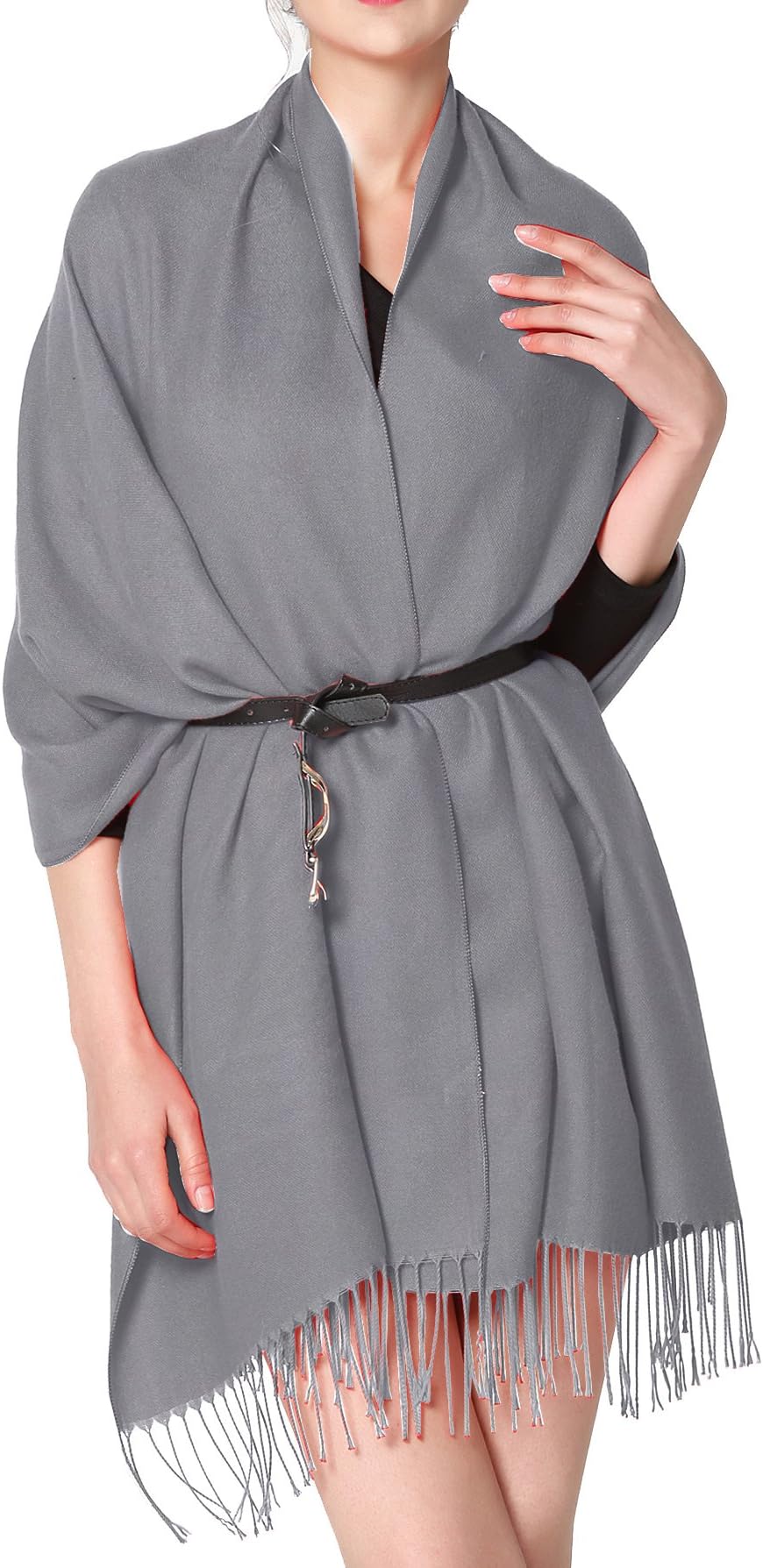 FESMEY Cashmere feel scarf wraps shawl warm plain long scarf for women soft oversized pashmina scarf Hemp gray