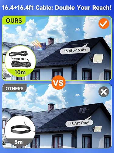 Miniatura 3 de PIKOY Luces solares con movimiento para exteriores impermeables, [Actualización 318LED/33FT/5 modos] Luces solares de seguridad, control remoto +
