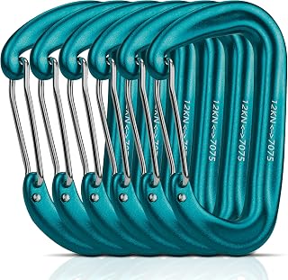 6 Piezas Mosqueton Aluminio Mosquetones 12KN (1200KG) Mosquetón Grande Elección de 7 Colores para Fijación de Hamaca, Aire Libre para Senderismo, Camping y Mochileros