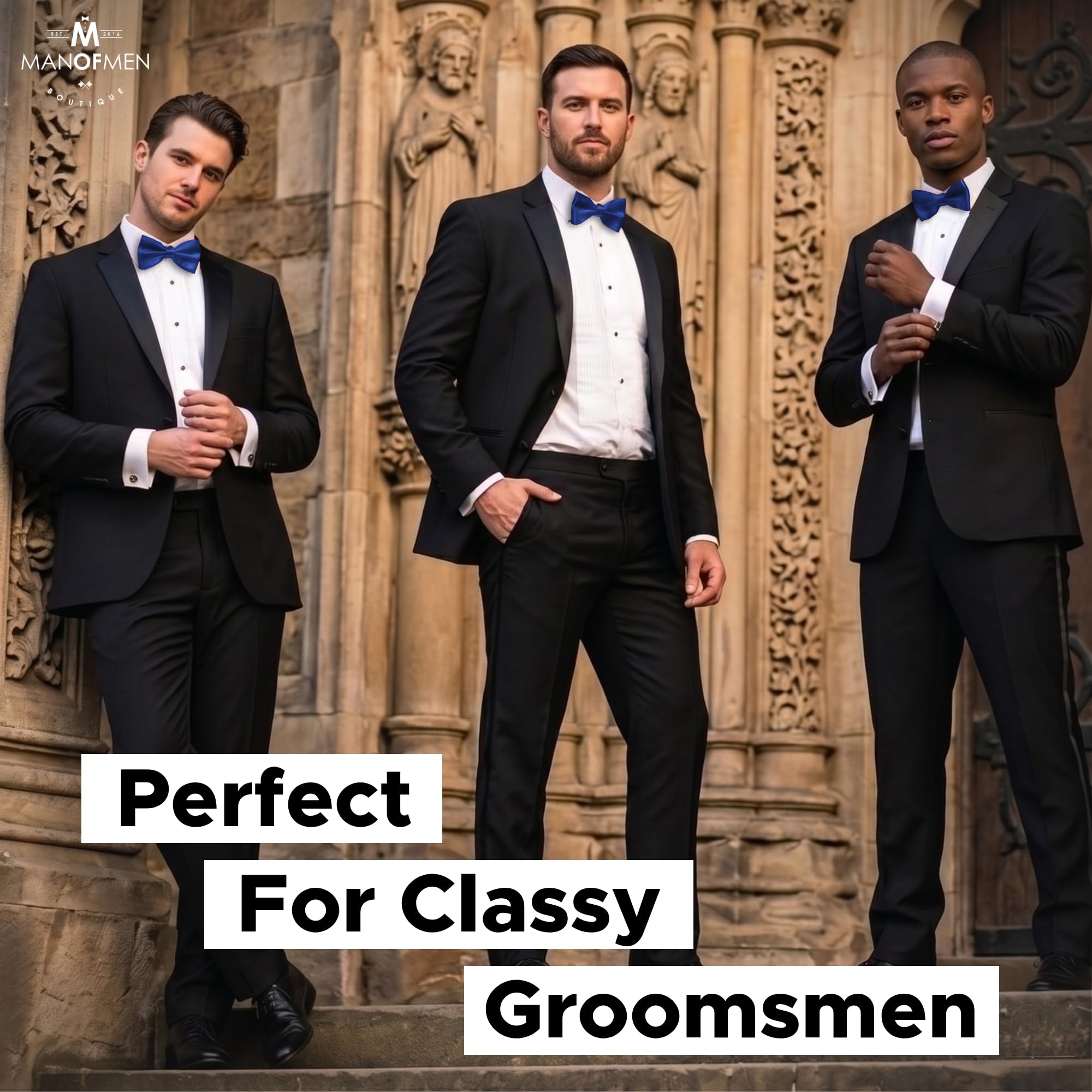 Man of Men Pajaritas para hombre preatadas formales, longitud ajustable, gran variedad de colores disponibles