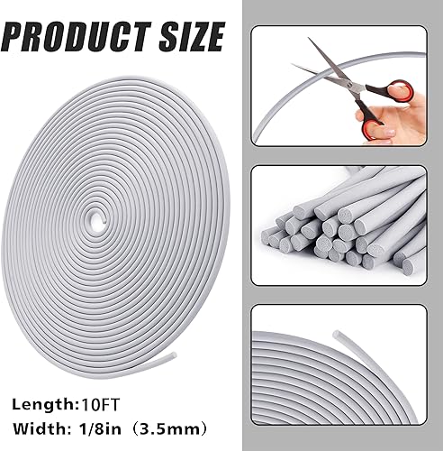 Miniatura 4 de U0U Barra de refuerzo de 14 de pulgada, varilla de espuma para calafateo para espacios y relleno de concreto de juntas, sello de tira de clima gris