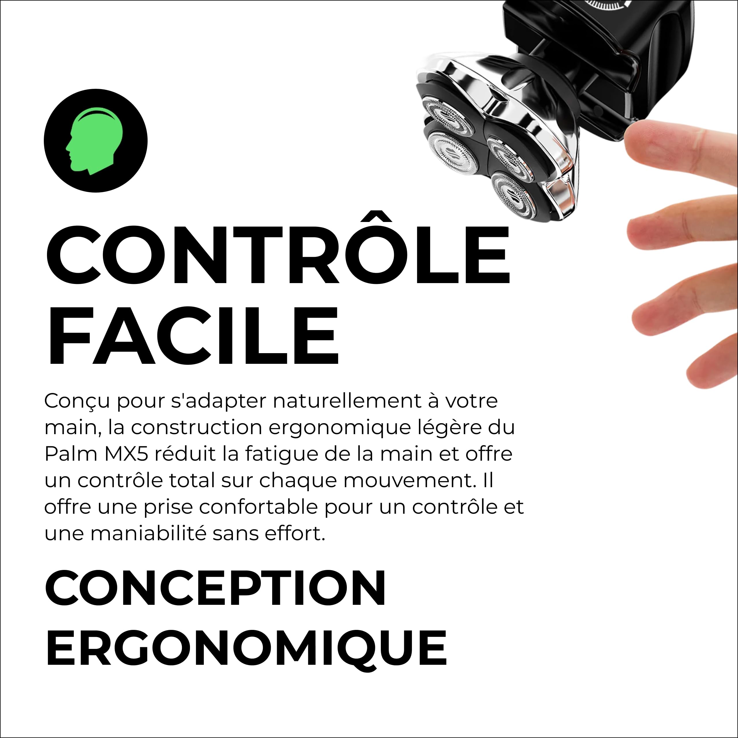 Skull Shaver Palm Pro MX5 Rasoir Visage et Tête - Sans Fil, Rechargeable, Utilisation Humide ou Sèche - Rasoir Électrique Homme, Charge USB - Kit Soin Homme - Lame Carver 4 Head Pro, Écran LCD | Sans Fil, Rechargeable, Utilisation Humide ou Sèche, Rasoir