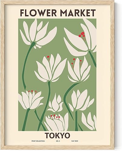 Haus and Hues - Póster de mercado de flores, decoración botánica, arte de pared de flores, póster de arte de flores e impresiones de flores, arte de