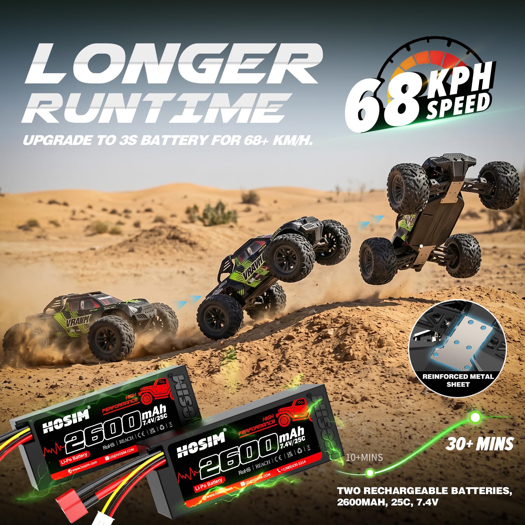 Hosim X09 Brushless RC Auto für Erwachsene, Mini 1:10 70 km/h High Speed 4x4 Offroad RC Truck, schnelles ferngesteuertes Auto 40+ Min Fahrzeit, All Terrain Hobby Monstertruck