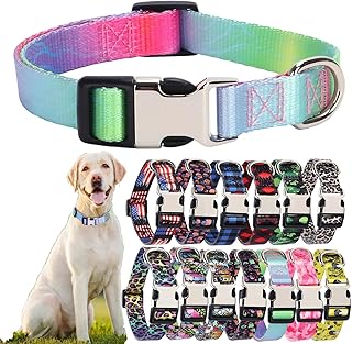 Weimostar Adjustable Dog Collar Nylon with Patterns Durable Fancy Ultra Comfy Soft Breathable Puppy Collars for Large Pet Girl Boy Cat Kitten Gradient L