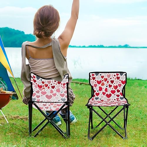 Miniatura 2 de Outdoor Folding Red Heart Valentine's Day Camping Chairs for Adults Portable Camping Chair Lightweight Lawn Chair 202a5218