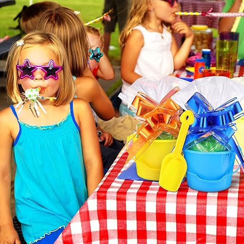 Miniatura 6 de Sratte Juego de 20 cubos de arena y palas para niños, cubos de arena de viaje, juguetes de playa de plástico, con bolsas transparentes para