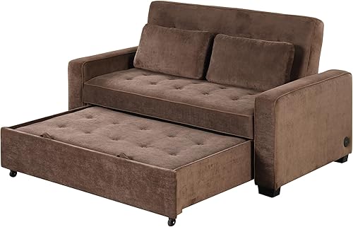 Miniatura 9 de Eafurn Sofá cama convertible 3 en 1 con cama extraíble, futón pequeño sofá biplaza con respaldo reclinable y reposabrazos, sofá cama tapizado, color