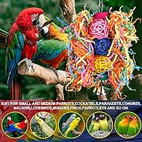 Vista 4 de Juguetes para pájaros, perca de cuerda con campana, colorido pájaro masticar, triturar, juguetes de forraje, loro, columpio, escalada, juguetes
