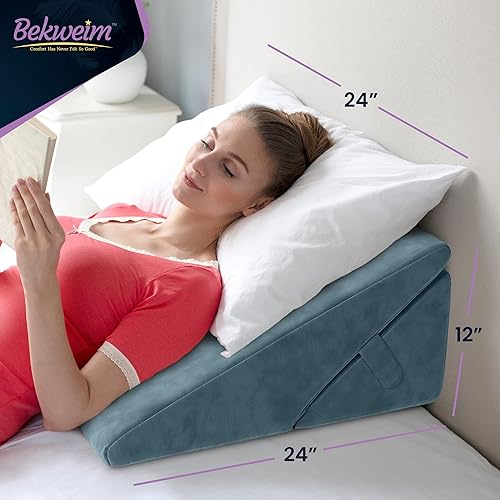 Miniatura 2 de Almohada de cuña para apnea del sueño, almohada de cuña de cama de altura ajustable de 12 pulgadas para cabecero, alivio del reflujo ácido,