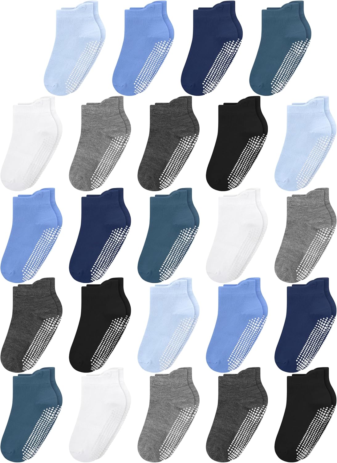 Cooraby 24 Pairs Toddler Ankle Socks with Grippers Baby Low Cut Sock Anti Slip Grip Socks for Kids Boys Girls
