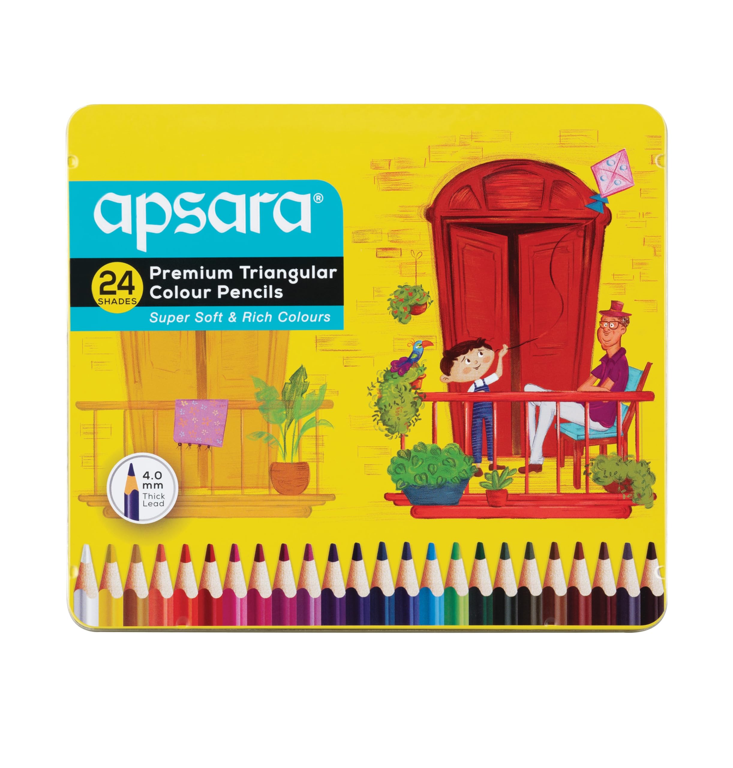 Apsara 24 Full Size Premium Triangular Colour Pencil,Brilliant Colours,Hex Shape,Easy Grip,Superior Lead Quality,Use For School,College&Artist Student,Pack Of 1-24 Colour Pencils,Ink Color-Multicolor-picture-19