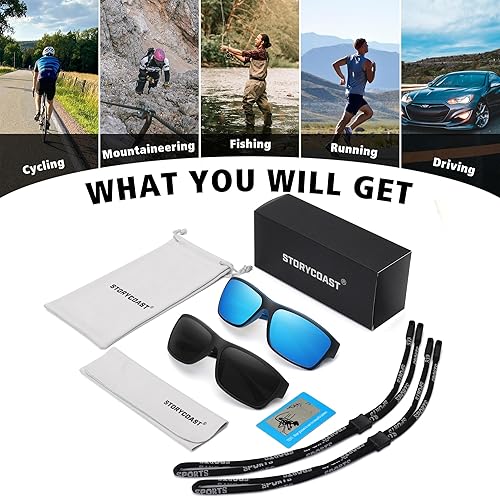 Miniatura 7 de STORYCOAST Gafas de sol polarizadas deportivas para hombres y mujeres, marco irrompible para ciclismo, pesca, conducción