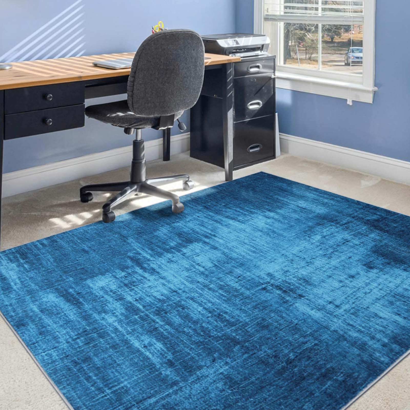 Betadistor Alfombra azul de 120 x 160 cm, alfombras de sala de estar para dormitorio, alfombras modernas de pelo corto, alfombras azules abstractas, alfombras antideslizantes para sala de estar,