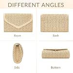 Straw Clutch Purses for Women, Summer Envelope Handbags with Chain, Elegant Woven Evening Bag for Wedding Party Prom