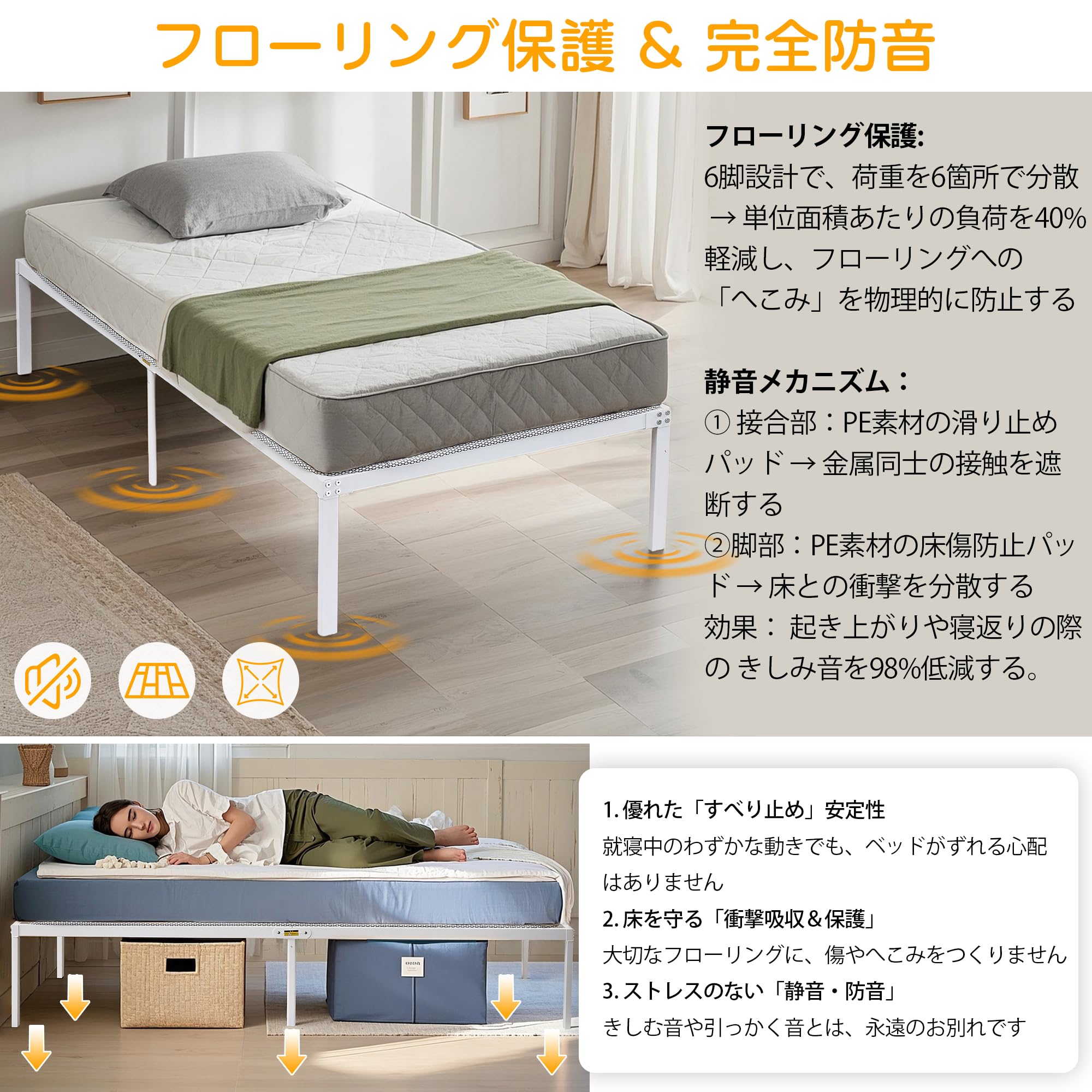 Amazon|VECELO ベッド フレーム シングル 単品 ローベッド 頑丈 静音 Amazon|VECELO ベッド フレーム シングル 単品 ローベッド 頑丈 静音