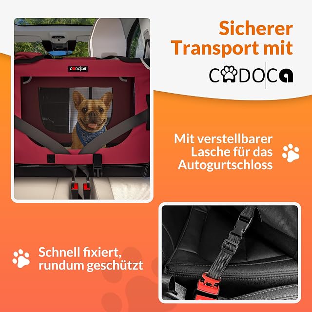 Foto 2 de 8 de CADOCA® Transportín Mascotas Plegable con Alfombrilla Suave y Tazón Talla XL 82x56x58cm Bolsa Viajes…