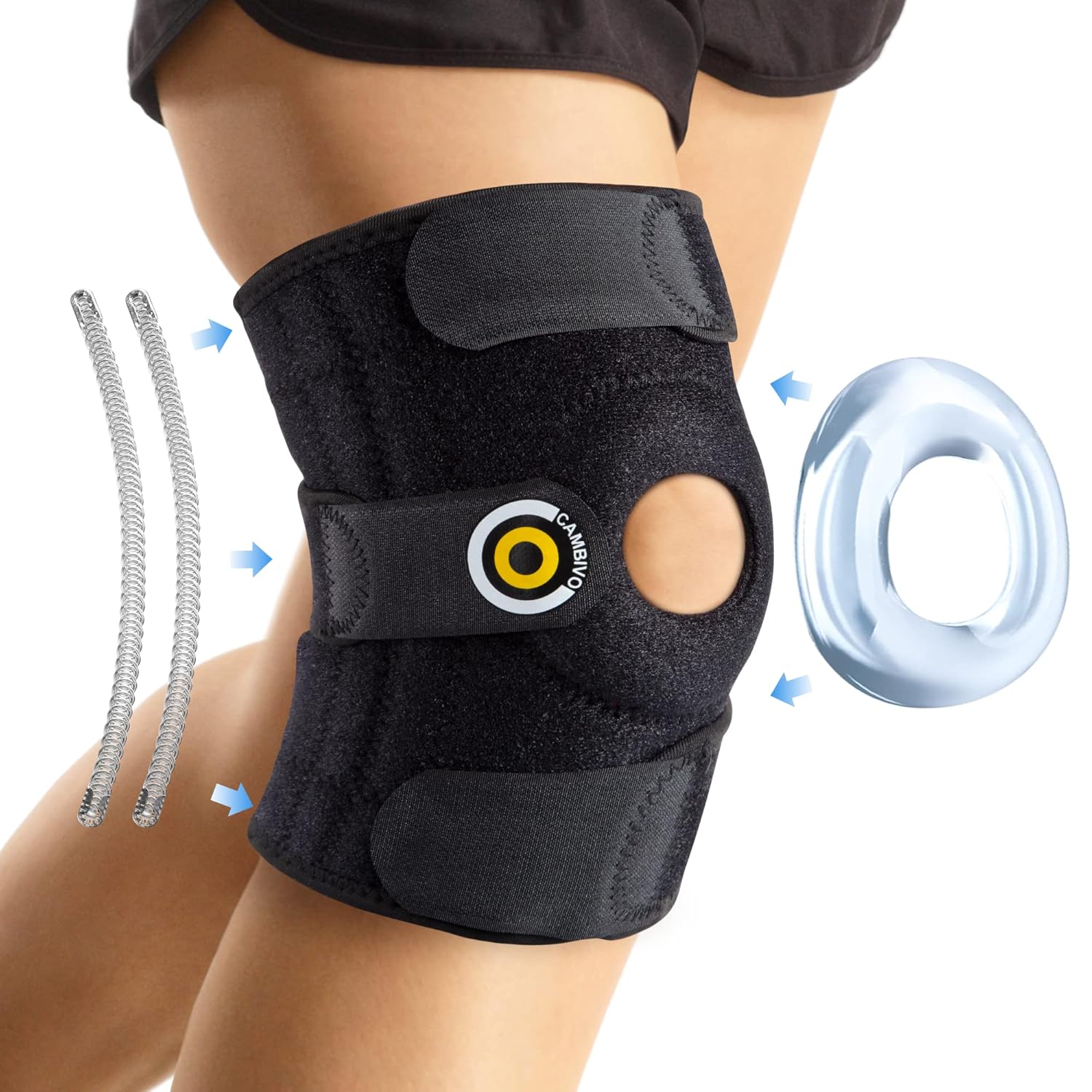Cambivo Knee Brace Support, Open Patella Knee Braces for Women & Men, Knee Support for Walking