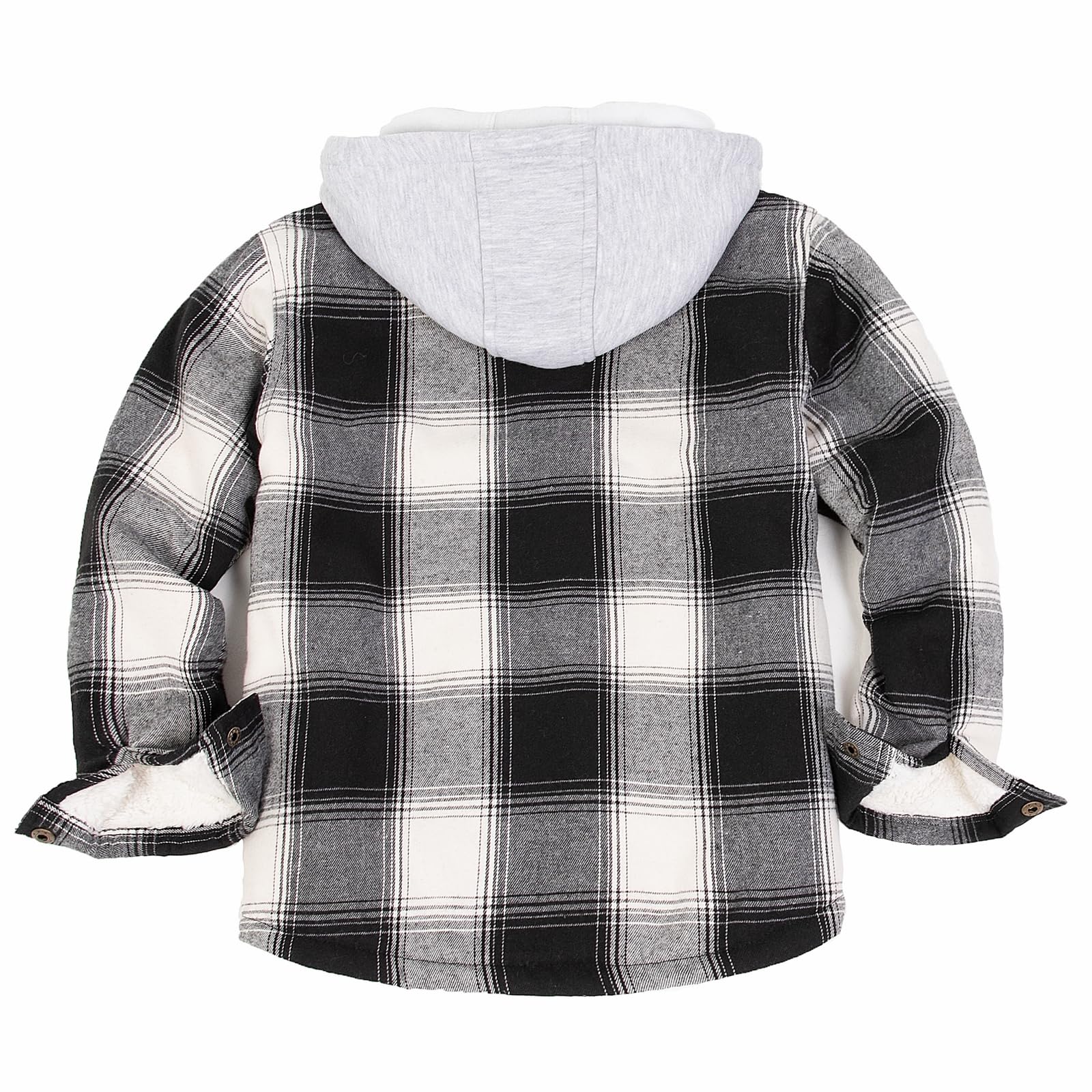ThCreasa Toddler Flannel Coats for Boys Girls Sherpa Lined Buffalo Plaid Hooded Jacket Winter Baby Boy Outfits Black White 5T