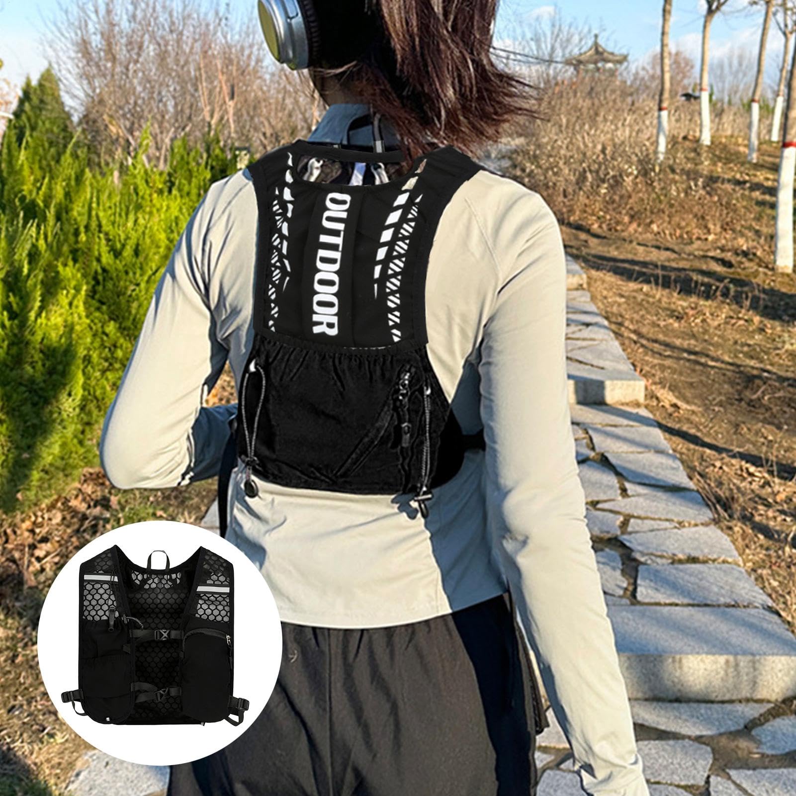 Gilet de Course, Gilet d'hydratation,Running Vest Chest Téléphone Téléphone - Supplies de Fitness Portables, à séchage Rapide pour Les Femmes et Les Hommes de randonnée en Plein air Jogging