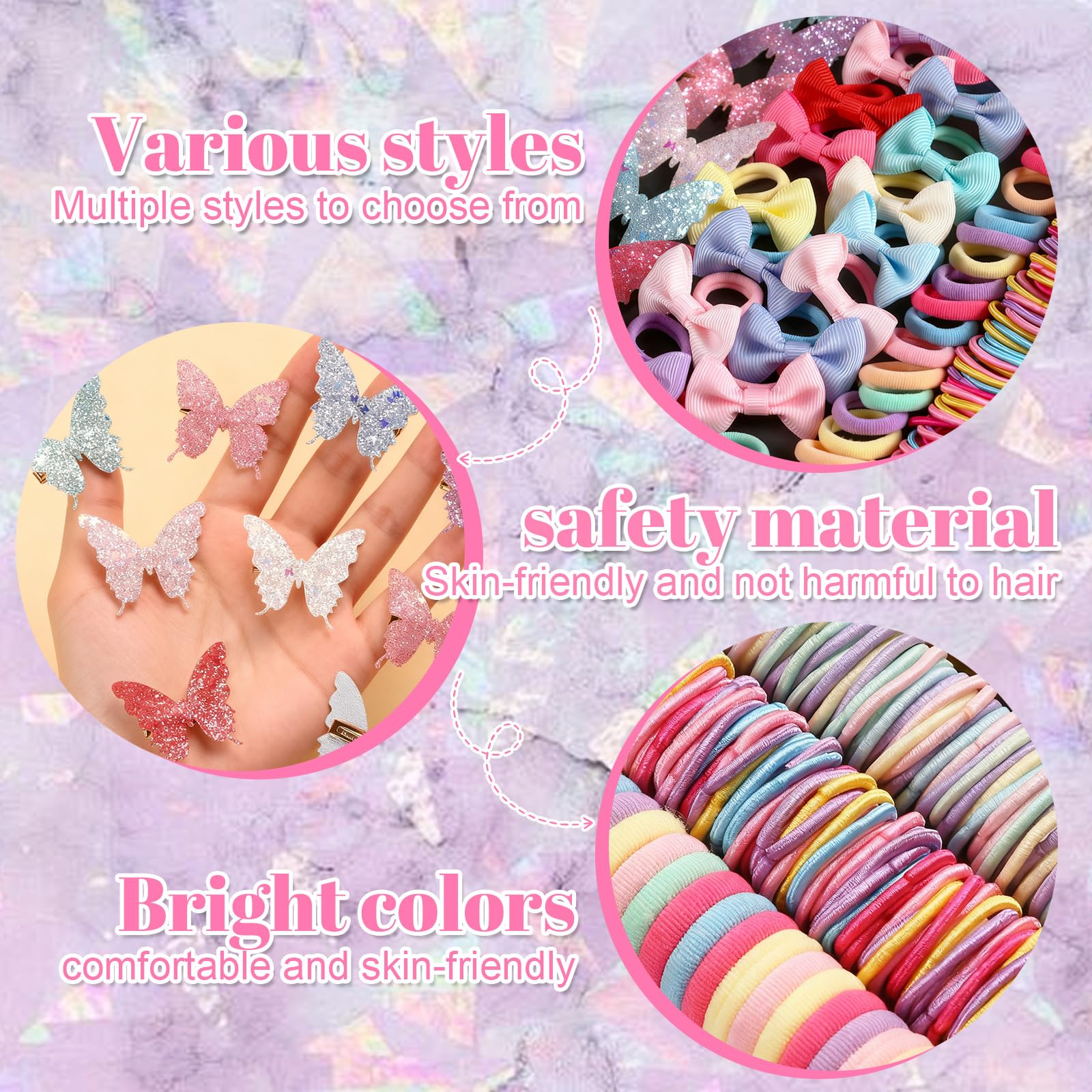 SoundZero 287 Pieces Girls Hair Elastics Ponytail Holder Gift Set, Beautiful Girls Hair Elastics, Ponytail Accessories Set for Girls - Image 3