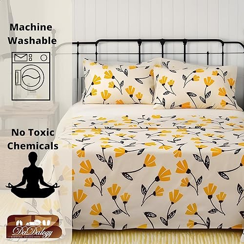 Miniatura 3 de DaDalogy Bedding - Juego de cama floral de 9 piezas en una bolsa, juego de sábanas bajeras y encimeras con funda de almohada y cenefa de cortina de