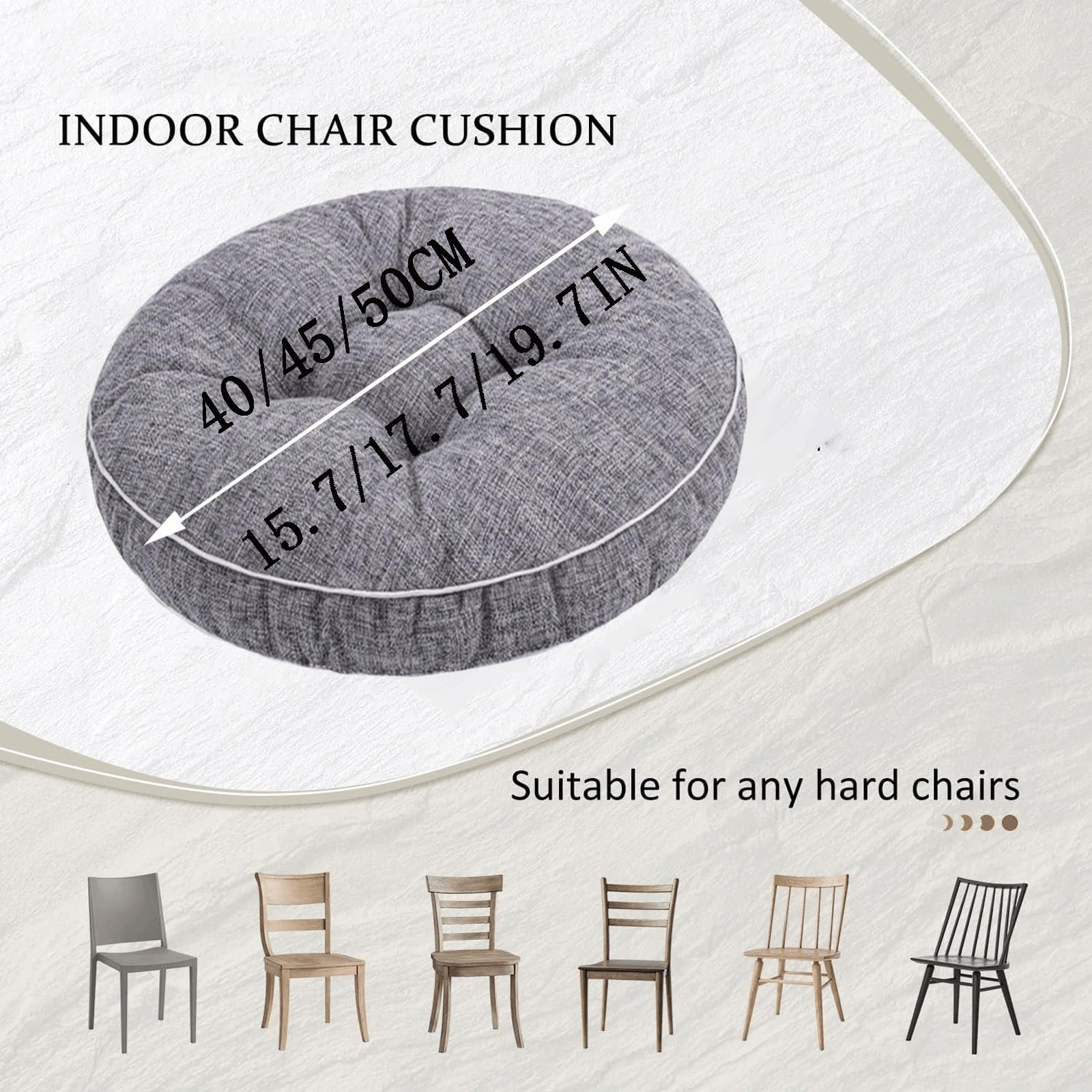 uyeoco 1/2/4 er Set Stuhlkissen 40cm/45cmx9cm Dicke Auflagen rund Sitzkissen StühleSitzauflage für Indoor und Outdoor Polsterung Steppkissen/Bodenkissen(A9,4pcs,45x45cm)