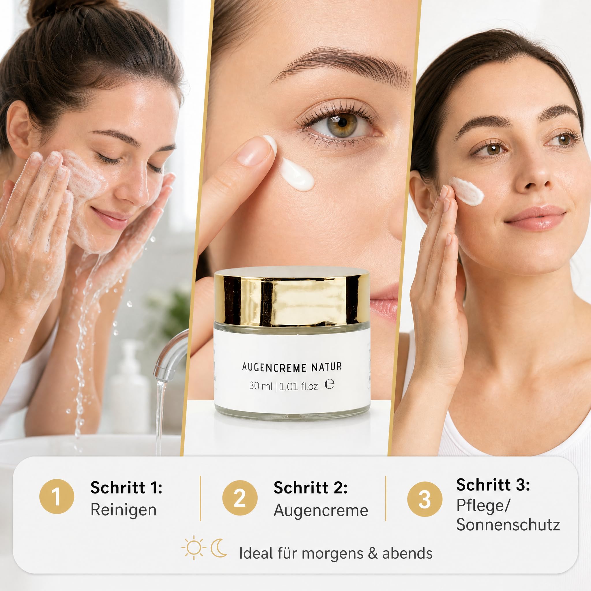 KS Beauty Augencreme Natur mit Aloe Vera & Arganöl, 30 ml | Kornblumenextrakt, Glycerin, Vitamin E