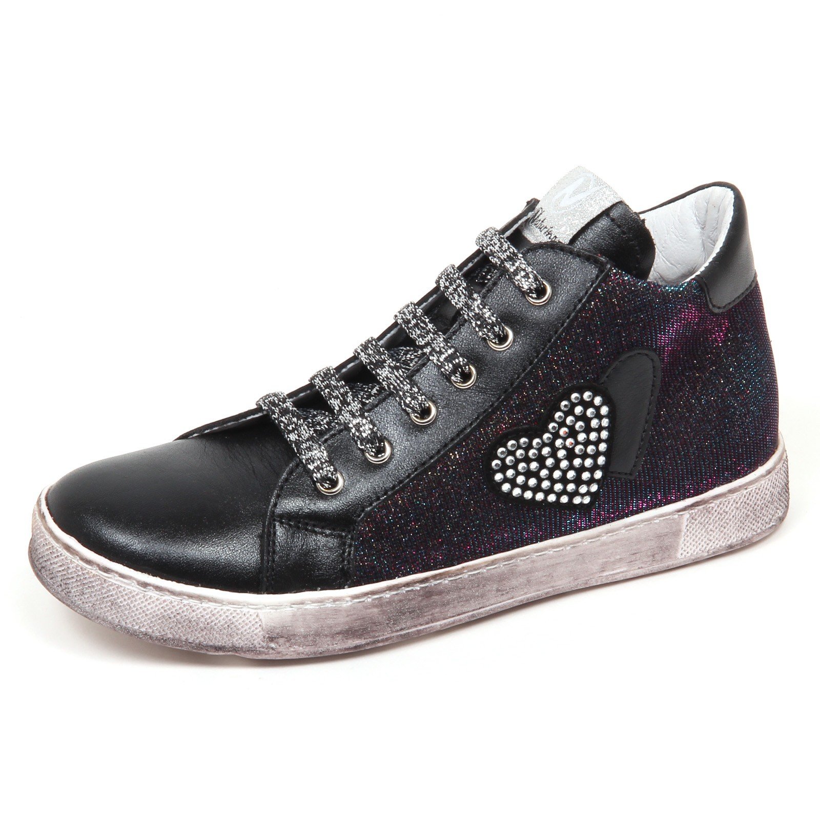 Baskets Naturino E3746 pailletées noires pour bébés filles - 5