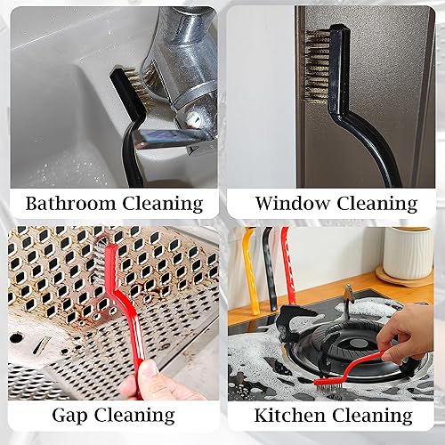 Miniatura 4 de 11 cepillos de limpieza de hendiduras de cerdas duras, kits de herramientas multifuncionales de limpieza de huecos para el hogar, juegos completos