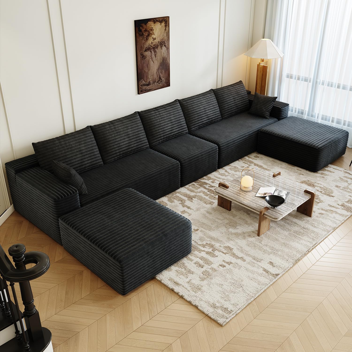 Settab 168.5 Inch Modular Sectional in Black