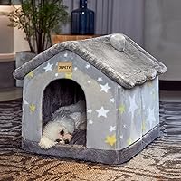 JIUPETY Cute Grey Igloo Indoor Dog House M Size - Cave Bed for 7-14lb Dogs & 9-17lb Cats, Non-Slip Comfort Cave