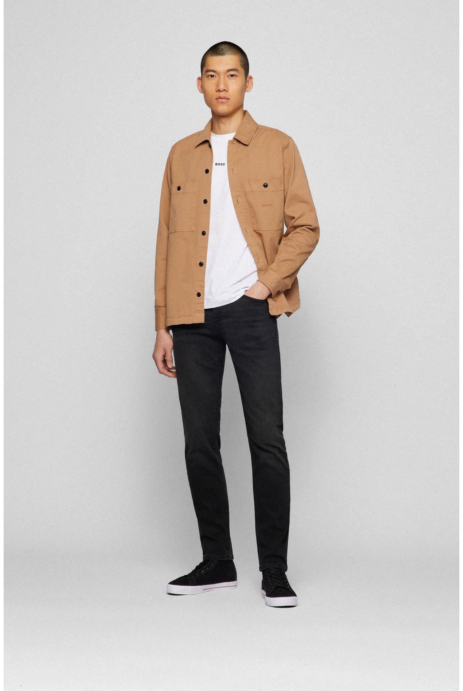 BOSS Schwarze Tapered-fit Jeans Aus Bequemem Stretch-Denim