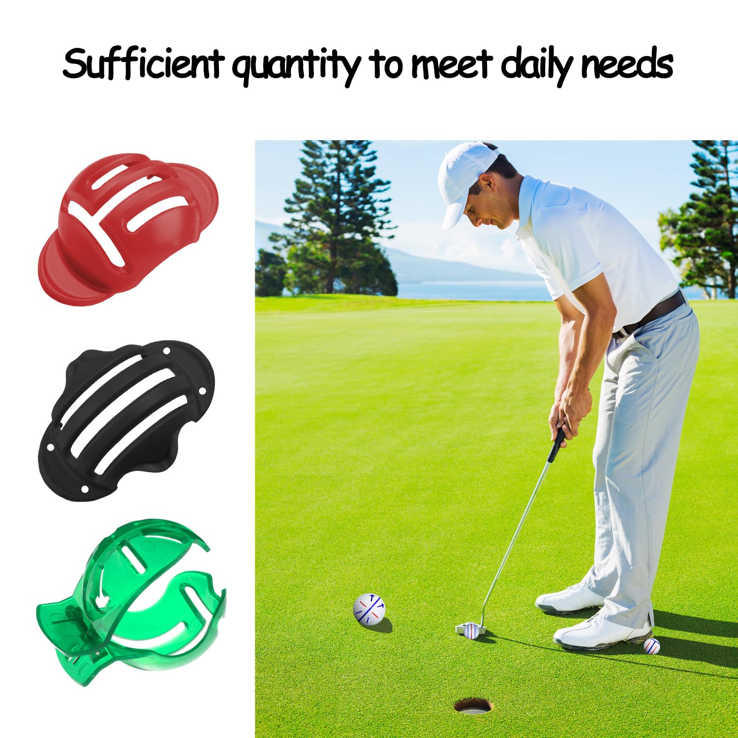Set di allineamento per pallina da golf - Confezione da 3 inserti, 2 penne, pennarelli