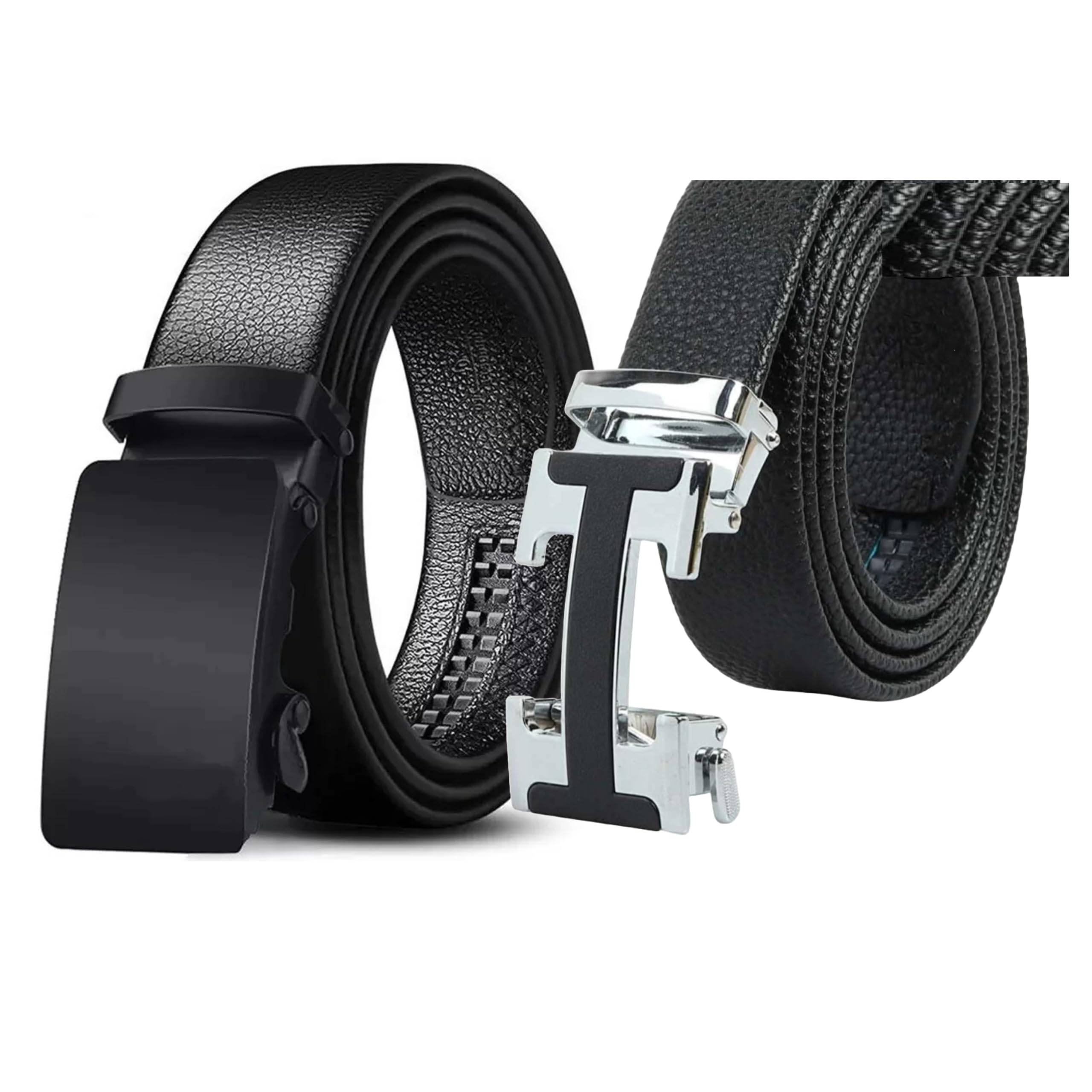 Men's Black Pu-Leather Formal Belt (46 inches long, up to 40 inches around the waist) with an adjustable autolock buckle for easier wear anywhere-image-49