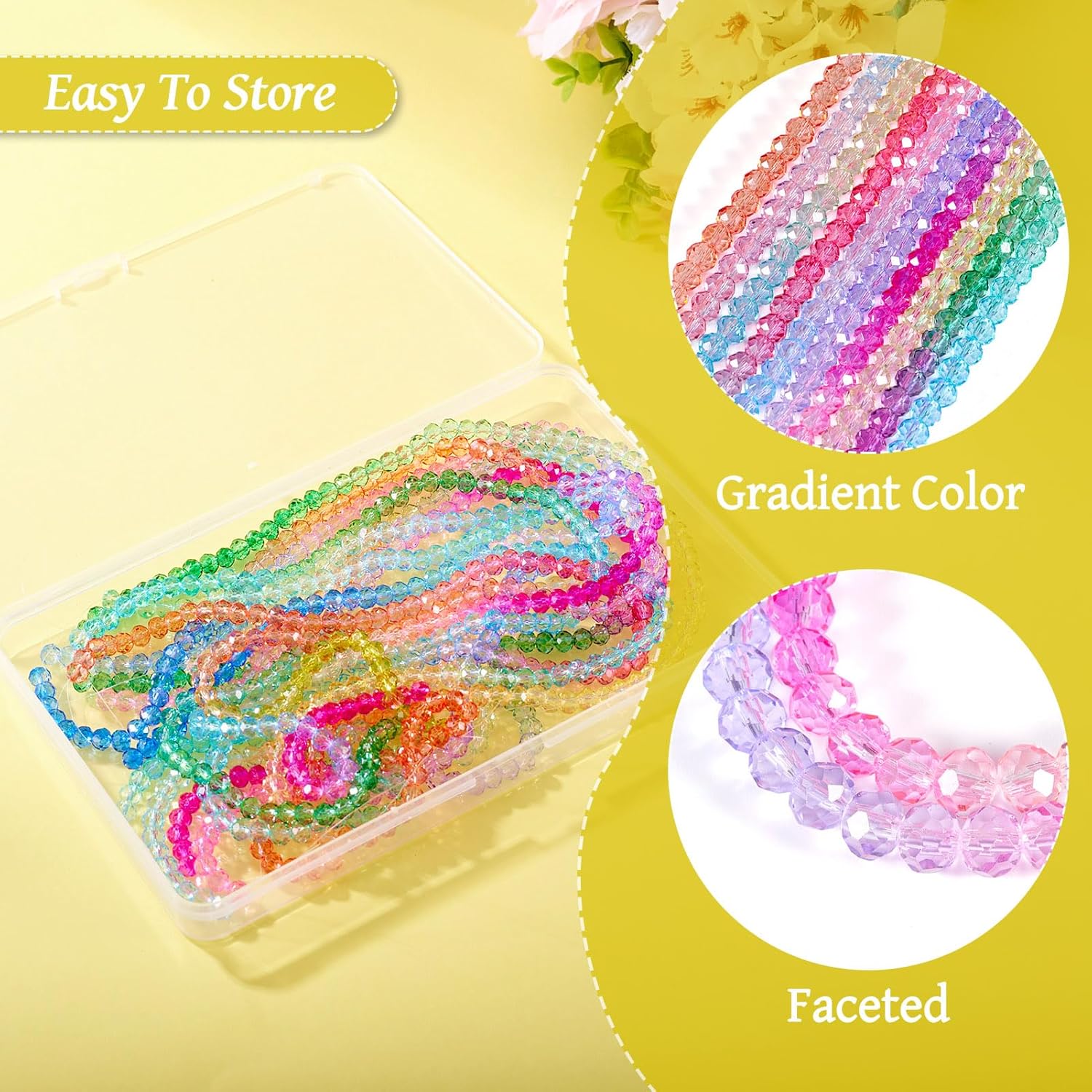 Craftdady 800Pcs 6mm Transparent Faceted Glass Beads 10 Colors Briolette Rondelle Crystal Beads Spacer Bulk Round Loose Beads Strands for DIY Crafts Earring Bracelet Necklace Jewelry Making - Image 3