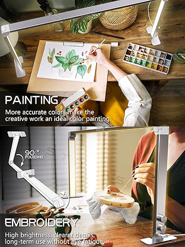 Miniatura 5 de Lámpara LED de escritorio de 36 W, lámpara de mesa regulable de 4000 a 6000 K, 3 modos de iluminación, luz de escritorio cuadrada para estudio,