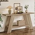63 Inches Long Console Table for Entryway, Farmhouse Console Table for Living Room, 2-Tier Large Sofa Table with Storage, Wooden Entryway Entry Table for Entrance, Hallway